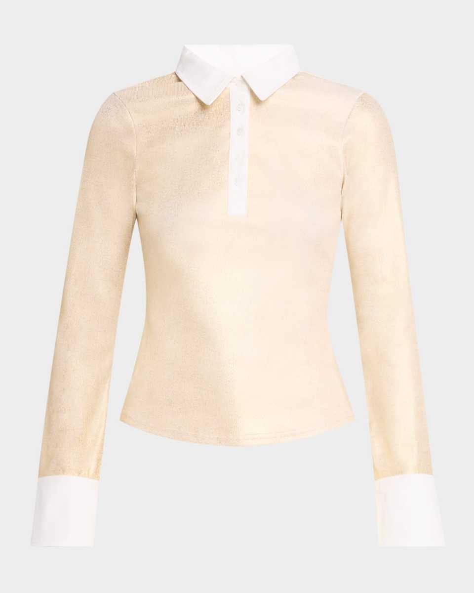 Jaden Foiled Button-Front Top
